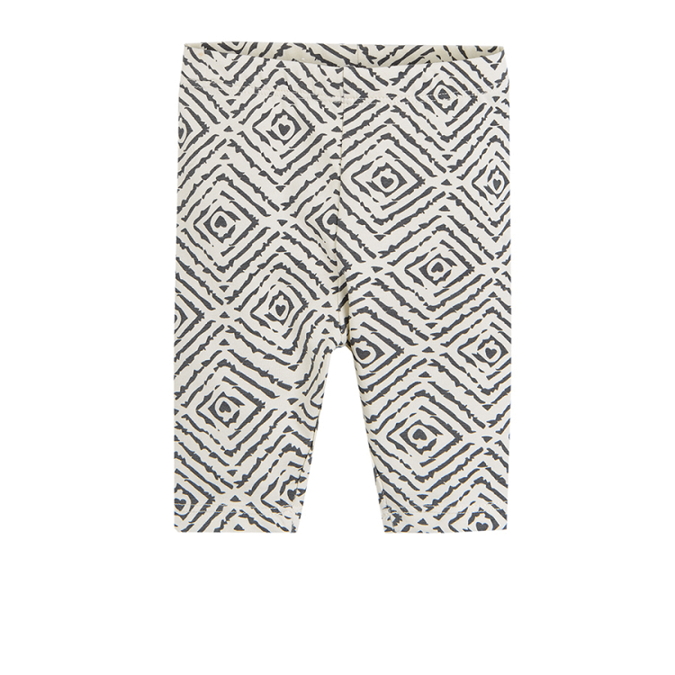 Grey with tropical leaves yellow and black and white leggings 3-pack