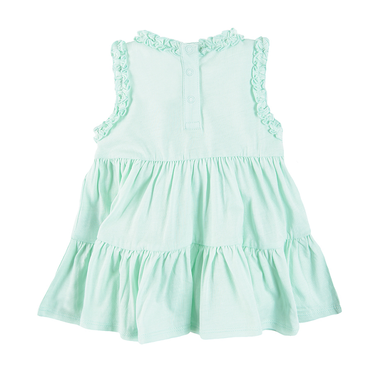 Pink and light green dresses with ruffles on sleeve and the neckline 2-pack