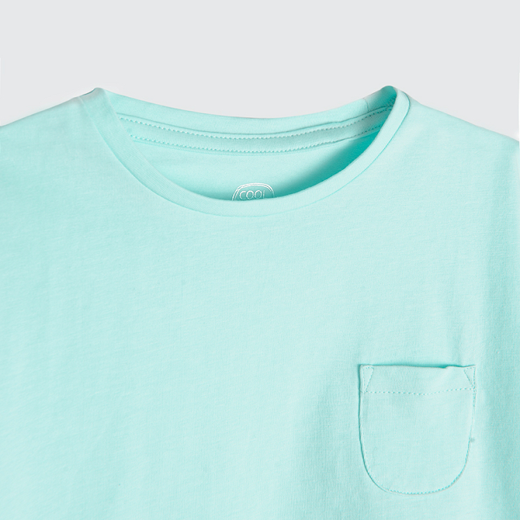 Light blue short sleeve blouse with chest pocket