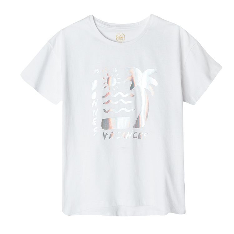 מארז חולצות שרוול קצר 3 יח' - תכלת, ורוד, לבן עם הדפס בנושא קיץ
