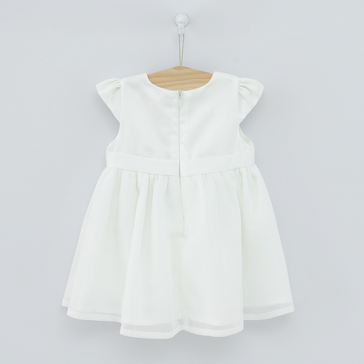 White short sleeve dress with a side bow