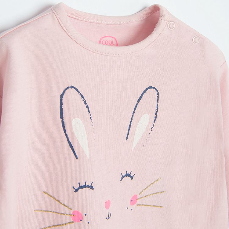 Pink blouse with bunny print