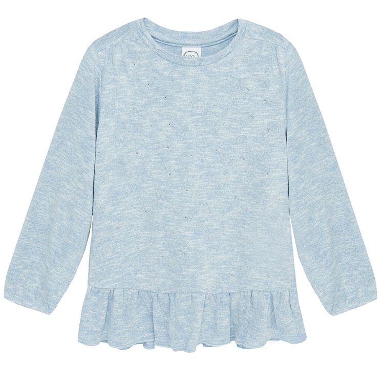 Blue melange long sleeve blouse