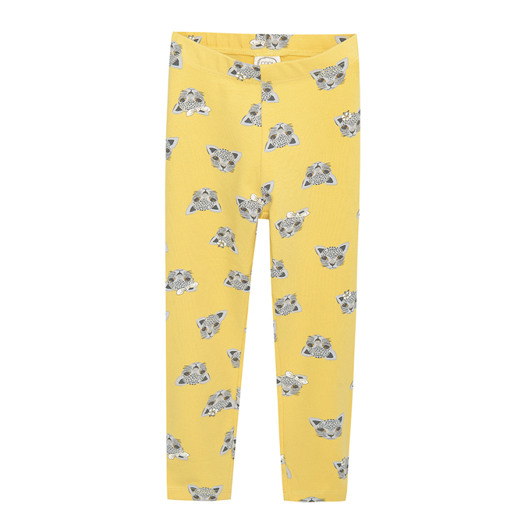 Grey and yellow with tiger print leggings- 2 pack