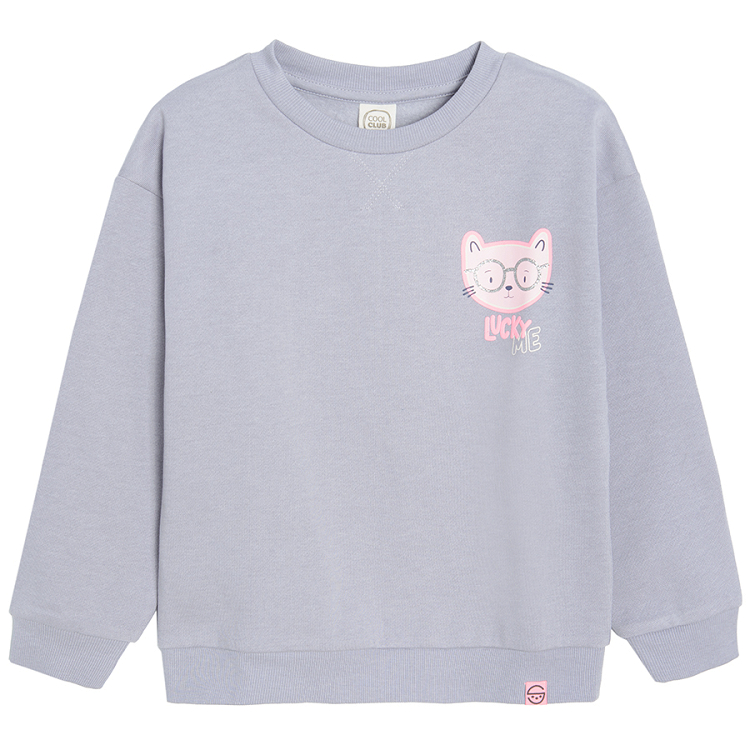 Grey sweatshirt with lucky me print