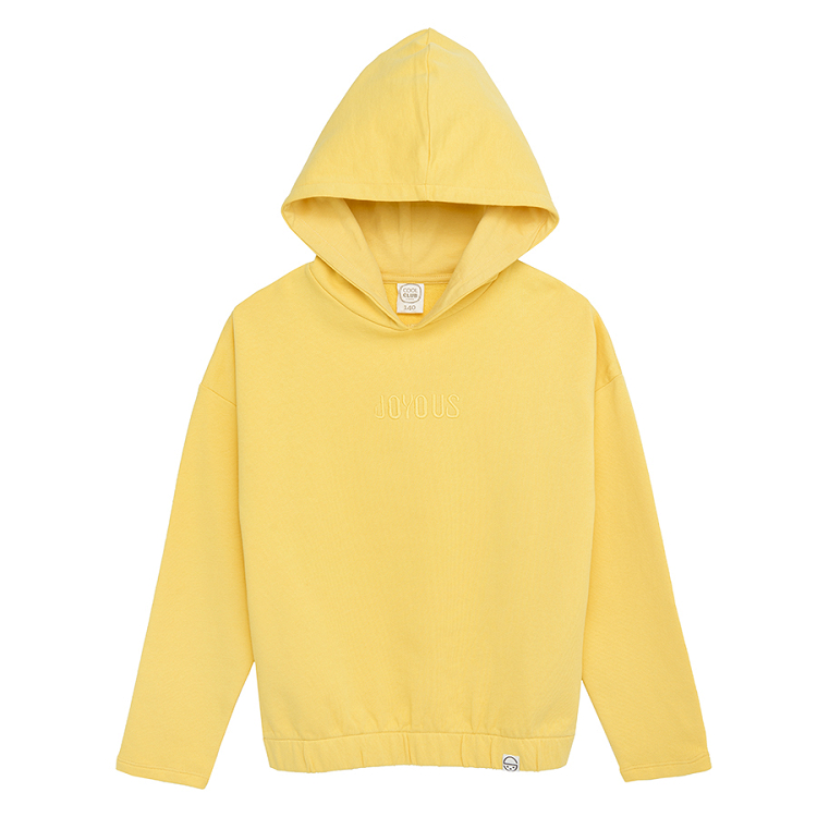 Yellow hooded with JOYOUS embroidered sweatshirt