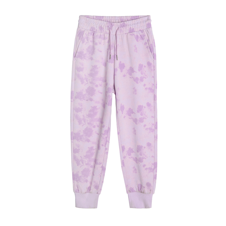 Purple tie dye jogging pants