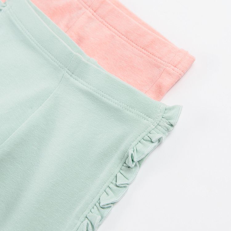 Powder pink and light green leggings- 2 pack