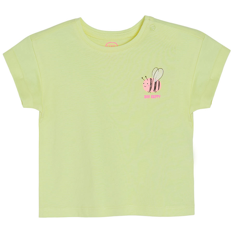 Yellow short sleeve T-shirt with poppers on the shoulder