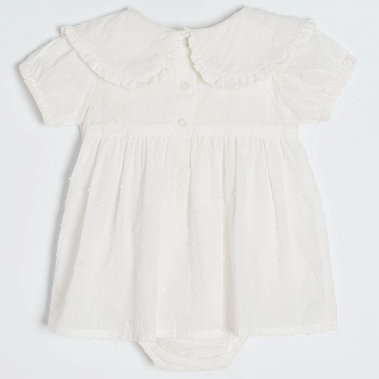 White bodysuit with skirt and matching headband