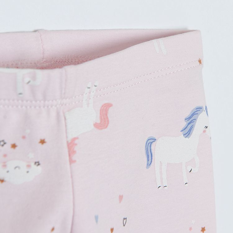 Pink with unicorns grey blue with stars 3/4 leggings - 3 pack