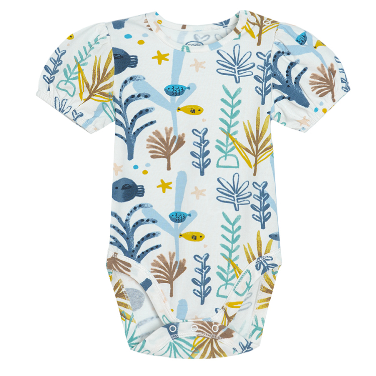 Cream with sea world print short sleeve bodysuit