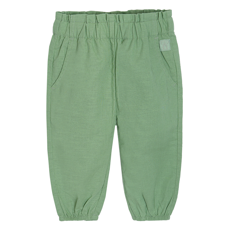 Olive trousers with elastic waist band