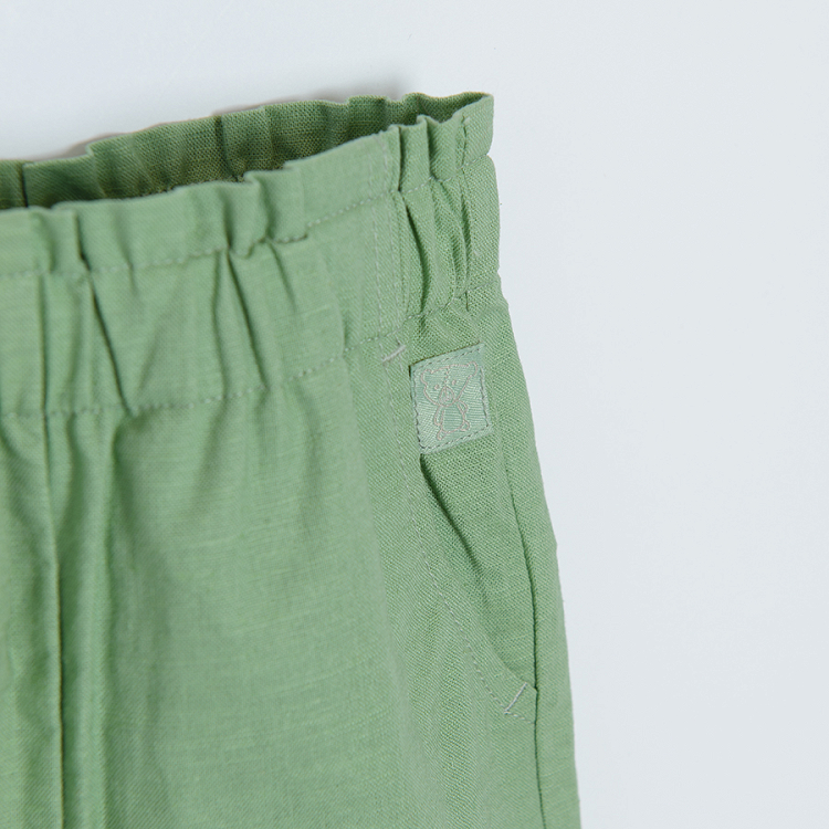 Olive trousers with elastic waist band