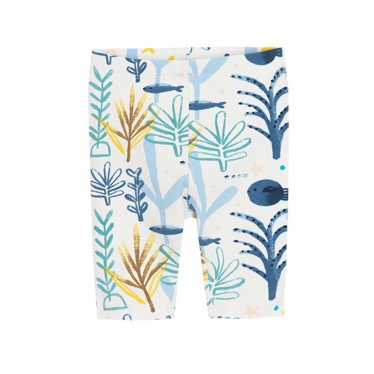 Cream 3/4 leggings with sea world print