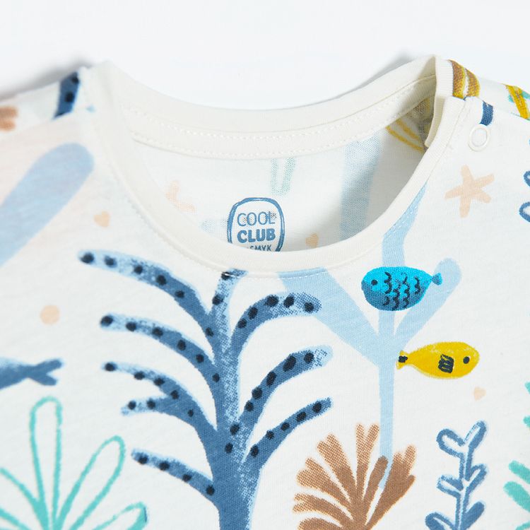 Yellow and light blue T-shirt with sea world print