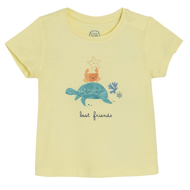 Yellow and light blue T-shirt with sea world print