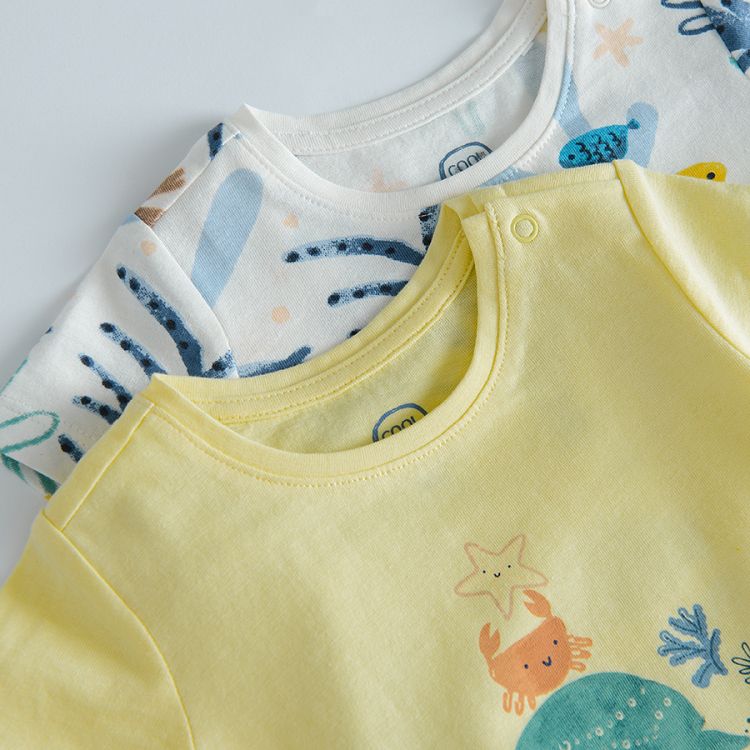 Yellow and light blue T-shirt with sea world print