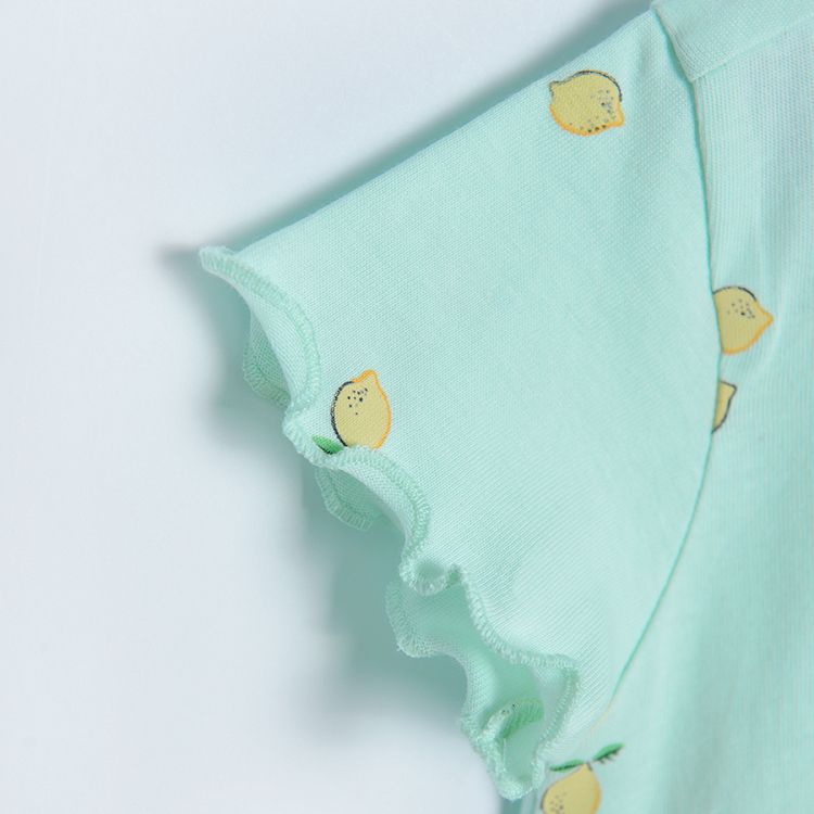 Light green summer dress with lemons print