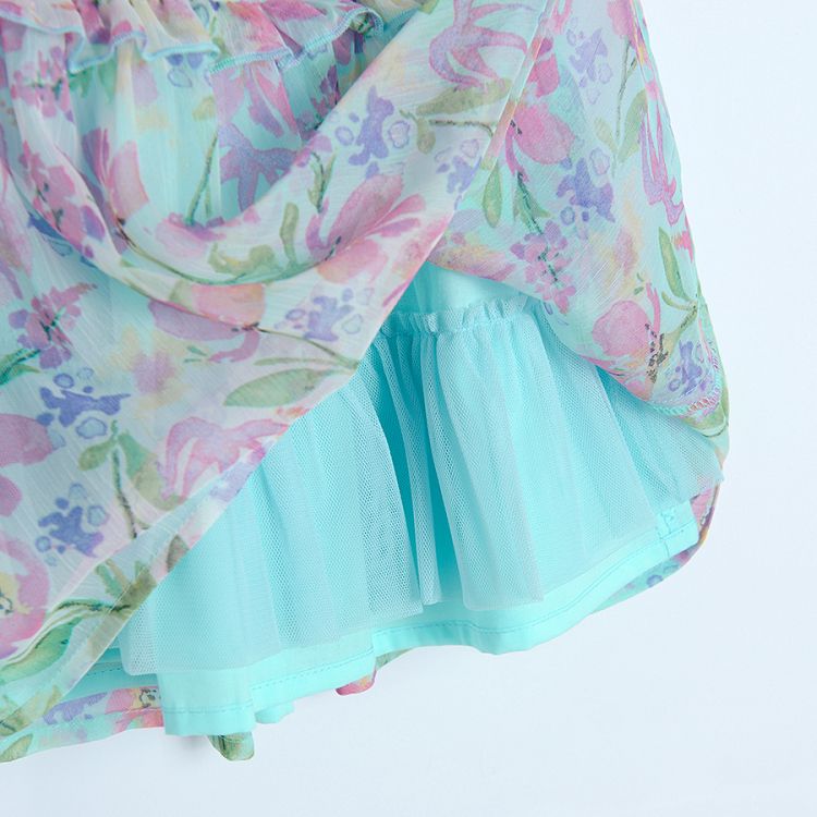 Light mint floral short sleeve summer dress