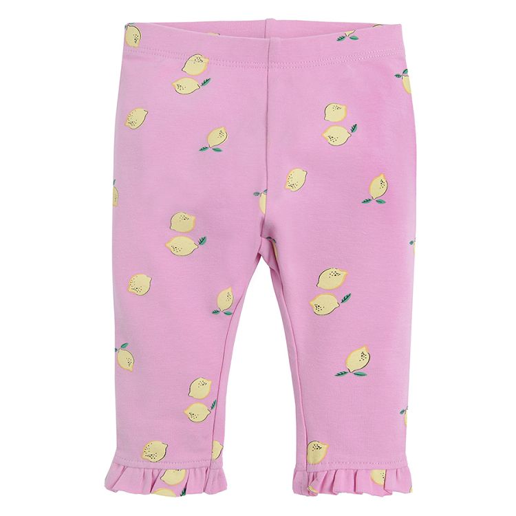 Pink leggings with lemons print