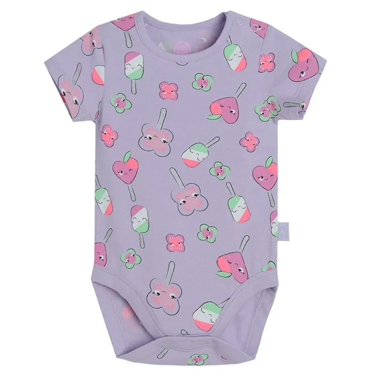 Lilac short sleeve bodysuit with ice-creams print