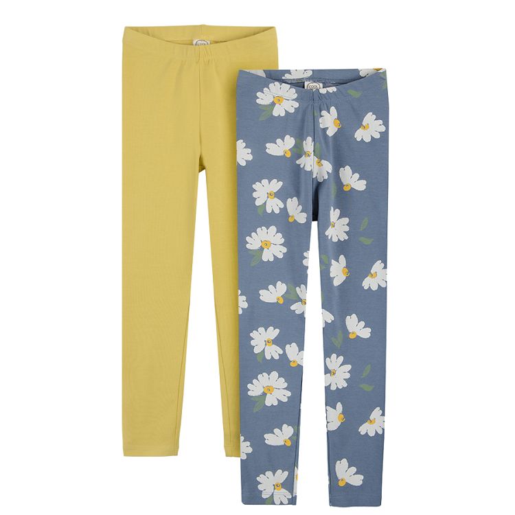 Black with daisies and mustard leggings - 2 pack