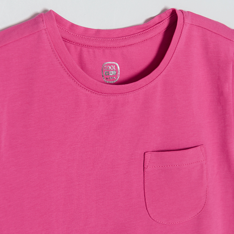 Fuchsia short sleeve T-shirt with chest pocket