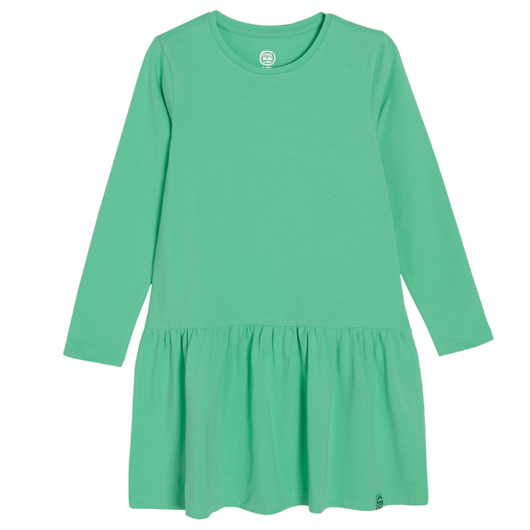 Green long sleeve dress with wide skirt