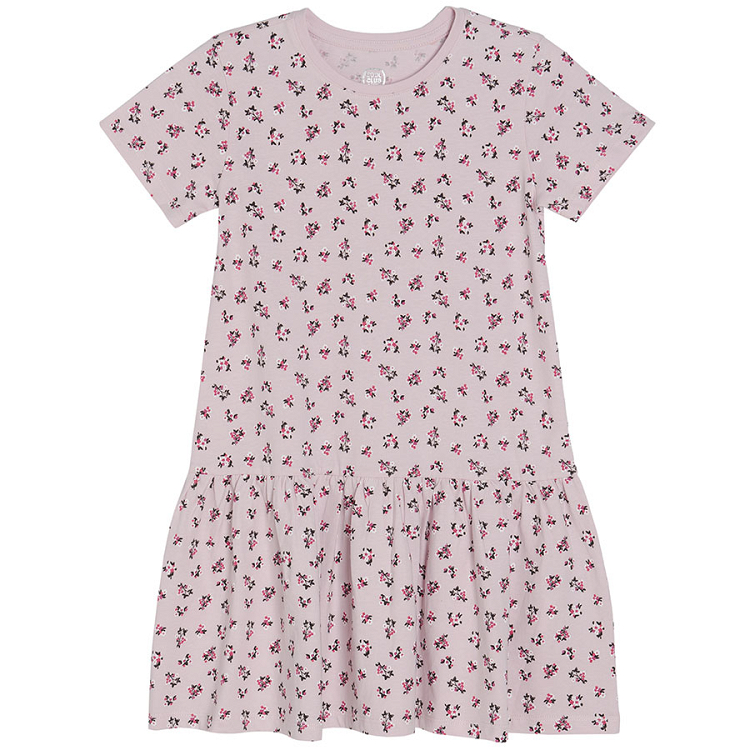 Pink floral and blue- grey short sleeve dresses - 2 pack