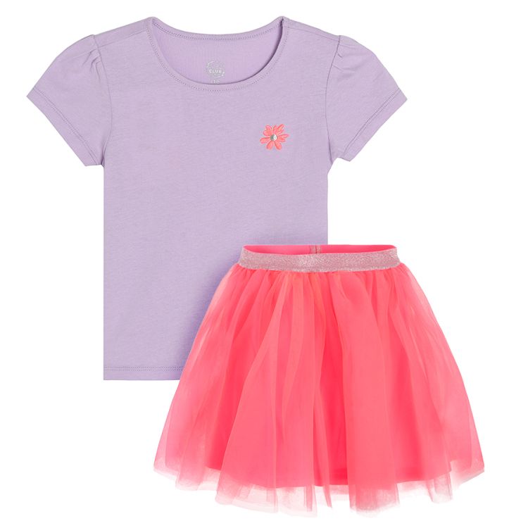 Light violet T-shirt with light violet tulle skirt