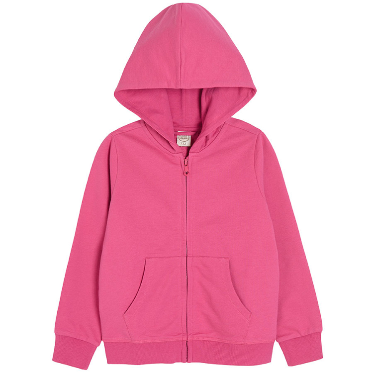 Pink hooded zip through sweeatshirt