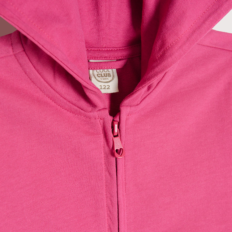 Pink hooded zip through sweeatshirt