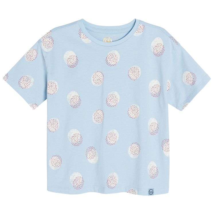 Blue polka dot short sleeve T-shirt