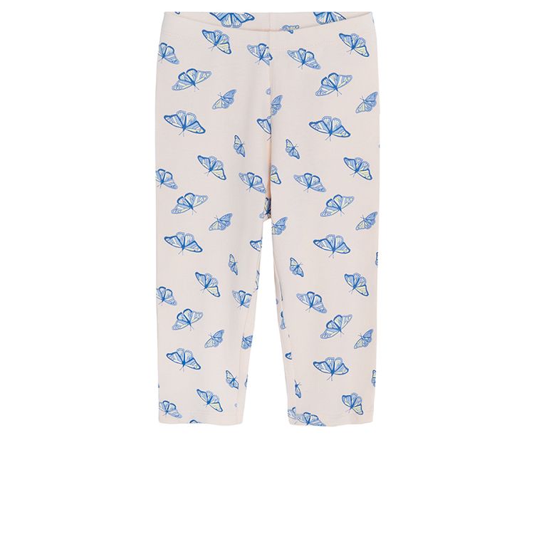 Light pink leggings with butterflies print