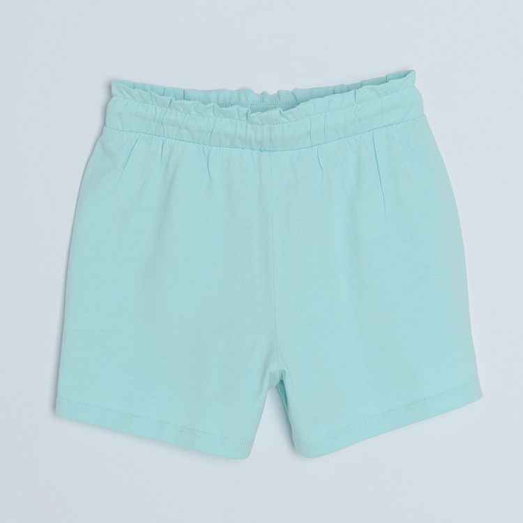 Turquoise shorts with adjustable and elastic waist