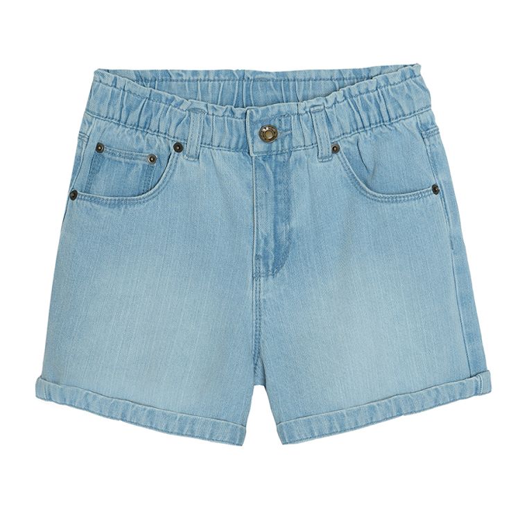 Denim shorts with elastic waist and button | Coolclub Israel
