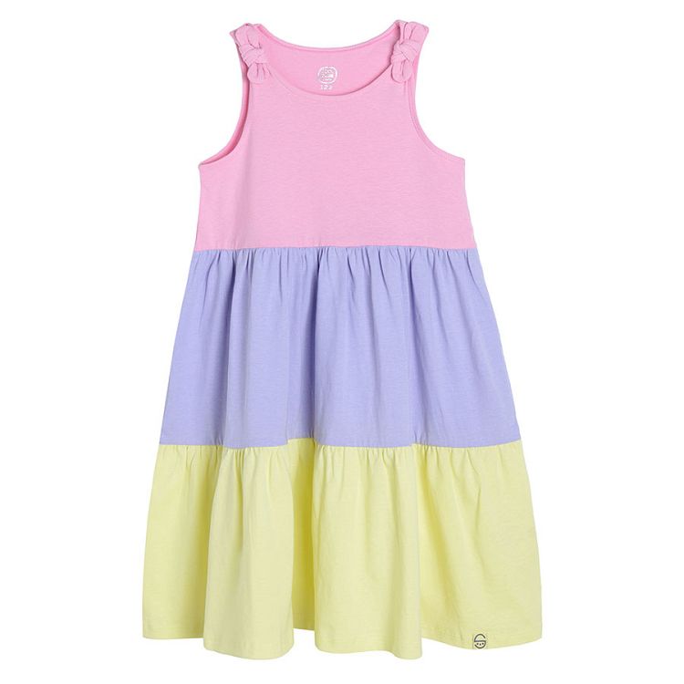 Pink violet yellow summer dress