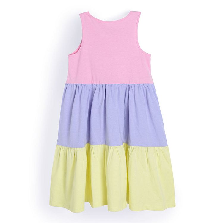 Pink violet yellow summer dress