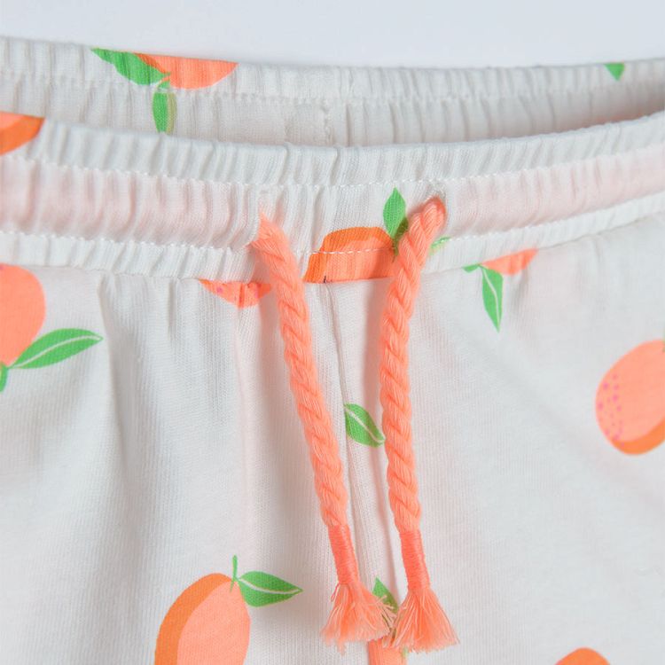 White shorts with oranges print and elastic waist