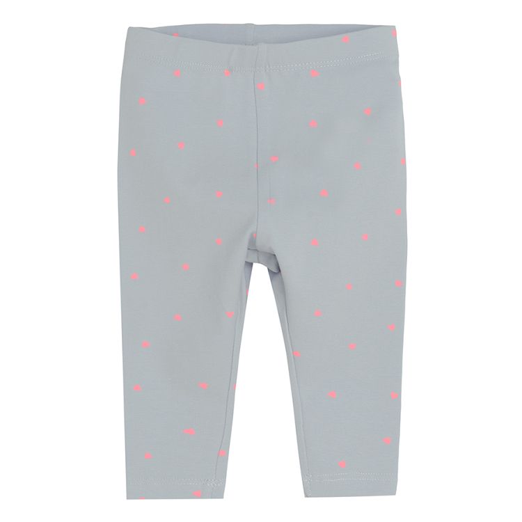 Dark blue with hearts and bunnies, fuchsia and light blue with small hears leggings- 3 pack