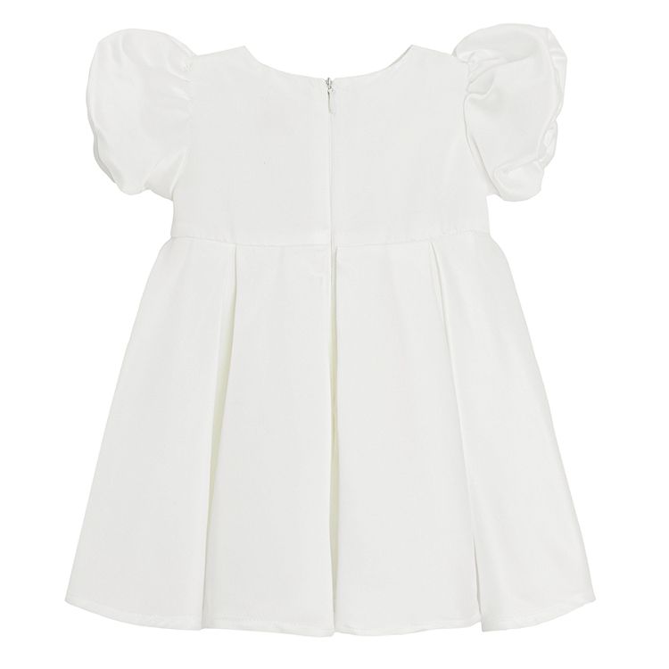 White short sleeve party dress with a bow