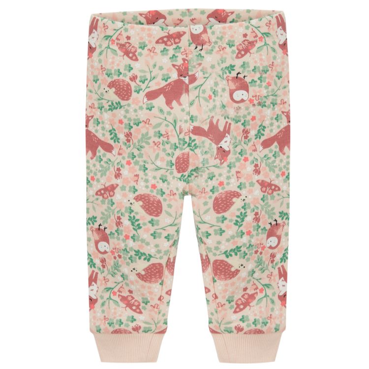 Pink floral and forest animals print leggings- 2 pack