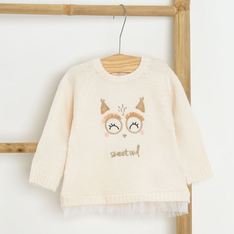 White 'sweet owl' sweater