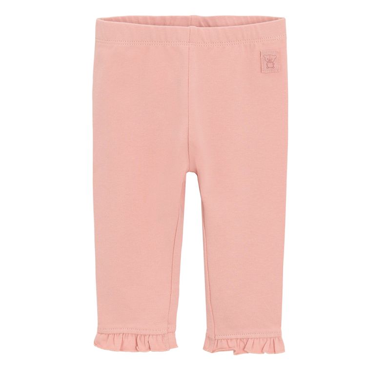 Dusty pink leggings with ruffle at the bottom