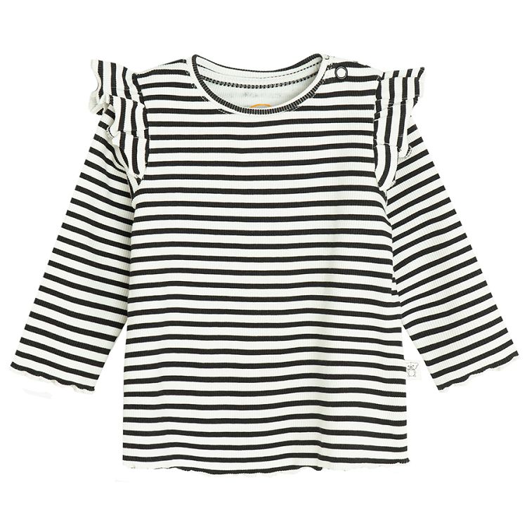 Black and white stripes long sleeve blouse