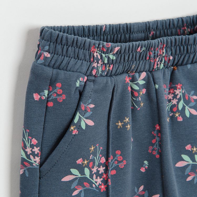 Dusty pink and blue floral jogging pants- 2 pack