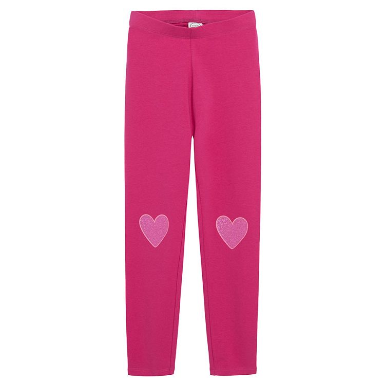 Fucshia leggings with hearts on the knees