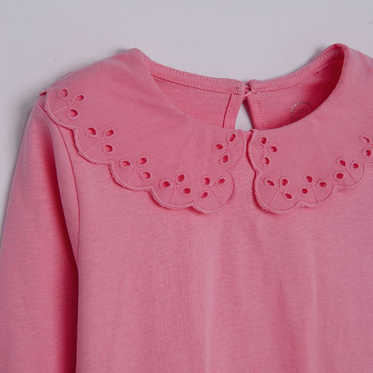 Pink long sleeve blouse with collar