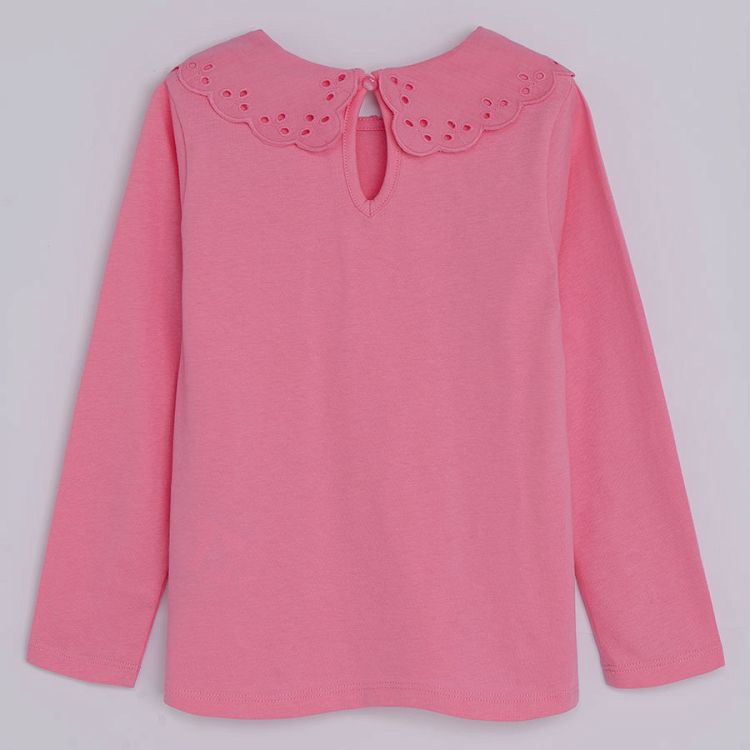 Pink long sleeve blouse with collar